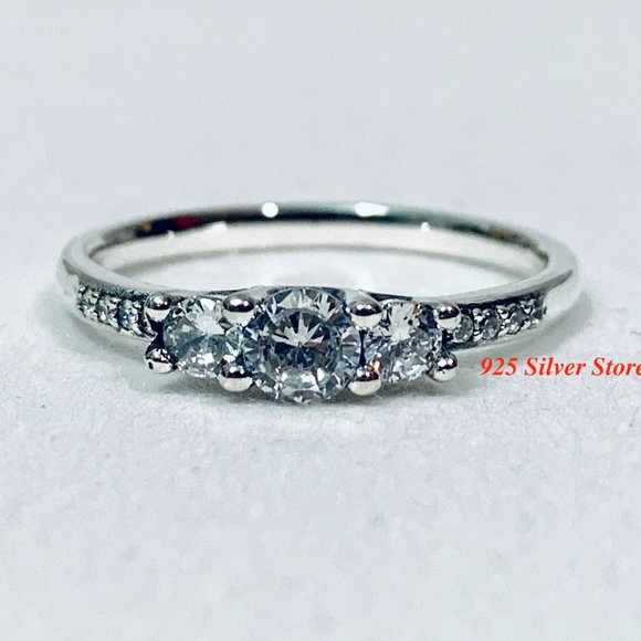 Pandora Ring Clear Three-Stone 196242CZ - Picture 1 of 9